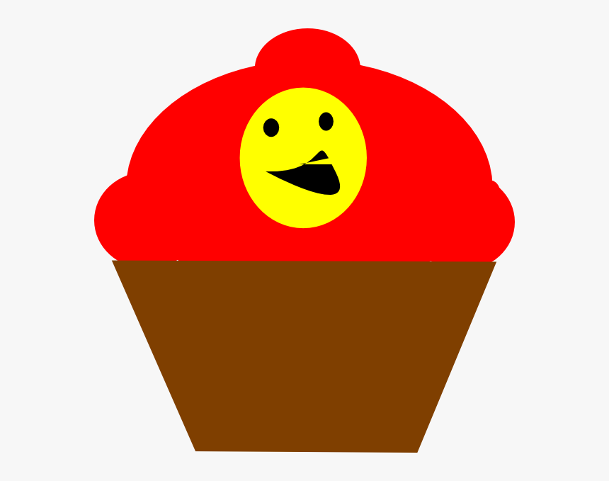 Cupcake Redbrown Smiling Face Svg Clip Arts - Smiley, HD Png Download, Free Download