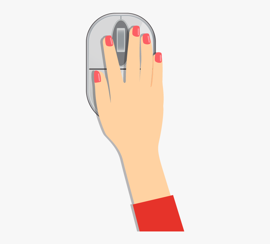 A Close Up Of A Hand Holding A Computer Mouse In A - Computer Mouse Clipart Hand, HD Png Download, Free Download