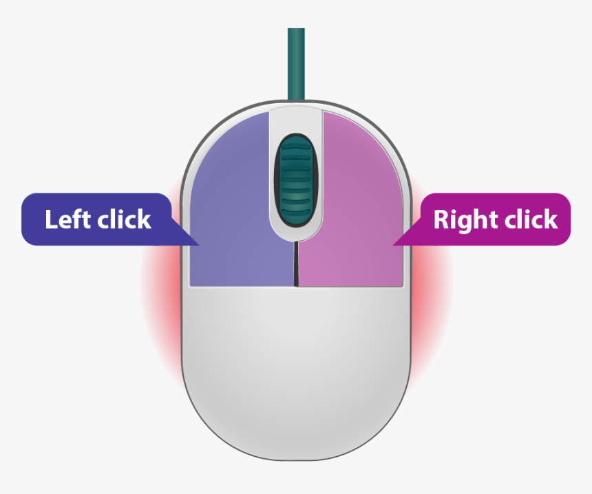 A Computer Mouse Showing Left And Right Buttons - Mouse Left And Right Click, HD Png Download, Free Download