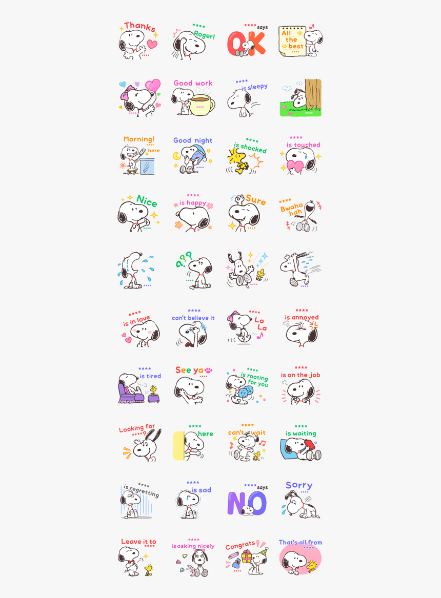 Snoopy Custom Stickers Line Sticker Gif & Png Pack - Line 隨 你 填 貼圖, Transparent Png, Free Download