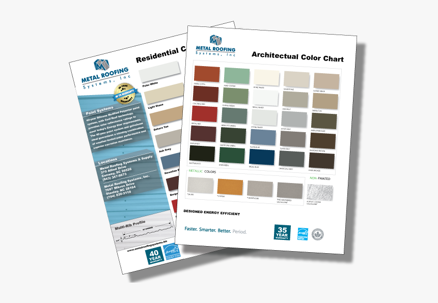 Metal Roofing Systems Color Charts - Types Of Metallic Colors, HD Png Download, Free Download