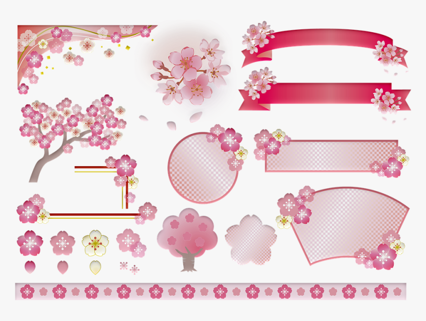 Sakura, Japanese, Kawaii, Labels, Flower, Pink, Blossom, HD Png Download, Free Download