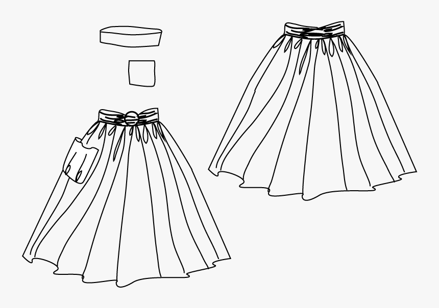 Technical Drawing Of Skirt & Collar For Jersey Combo - Skirt Design Template, HD Png Download, Free Download