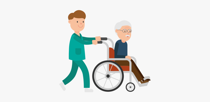 Nurse Pushing Wheelchair Clipart, HD Png Download, Free Download