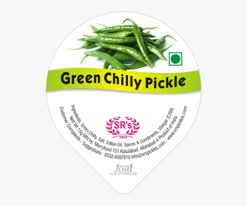 Green Chilli Pickles - Chilli Pickle Label, HD Png Download, Free Download