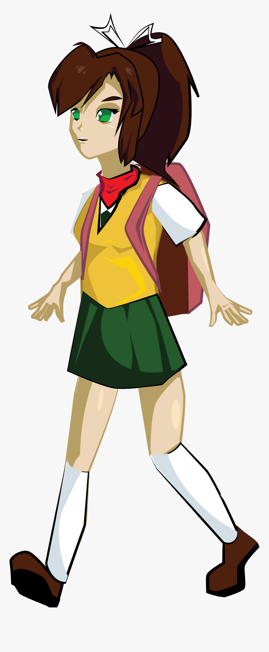 School Girl Walking Clip Arts - School Girl Walking Cartoon, HD Png Download, Free Download