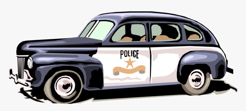 Vector Illustration Of Vintage Police Car Cruiser Squad - Vintage Police Car Vector, HD Png Download, Free Download