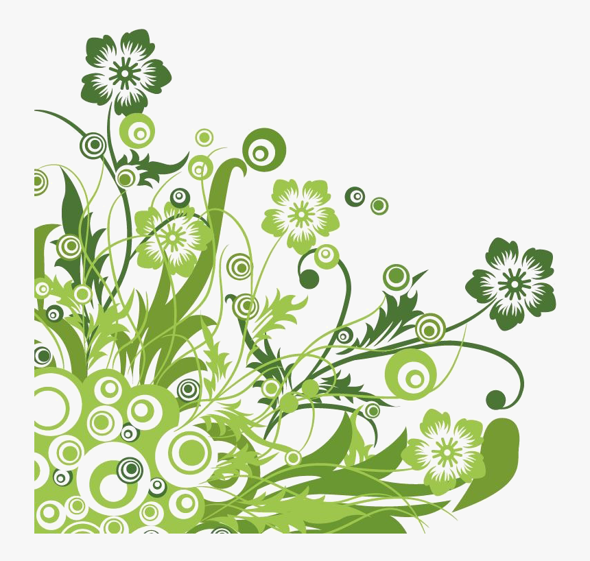 Transparent Flower Vector Png - Green Floral Design, Png Download, Free Download