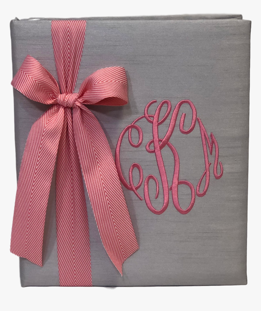 Gray Shantung With Pink Bow Baby Memory Book - Wrapping Paper, HD Png Download, Free Download