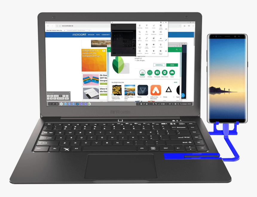 Mirabook With Galaxy Note 8 Dex - Windows 10 Mobile On Laptop, HD Png Download, Free Download