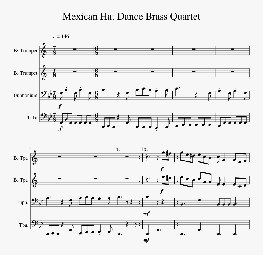 Mexican Hat Dance Trumpet Sheet Music, HD Png Download, Free Download