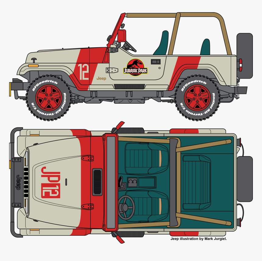 Frames Illustrations Hd Images - Jurassic Park Jeep Blueprint, HD Png Download, Free Download