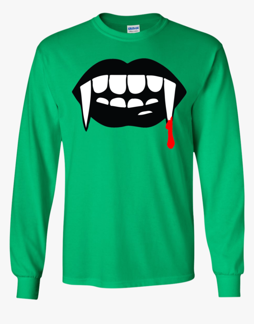 Black Vampire Fangs Halloween Youth Ls T Shirt Irish - T-shirt, HD Png Download, Free Download