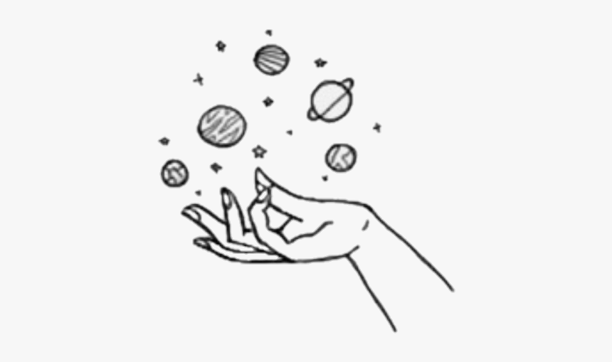 Solar System Drawing Tumblr - Hands With Planets Drawing, HD Png Download, Free Download