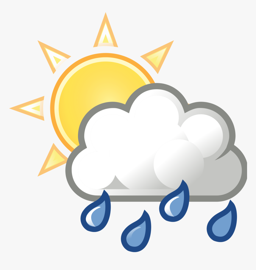 Rain Cloud File Weather Sun Clouds Rain Svg Wikimediamons - Rain Cloud And Sun, HD Png Download, Free Download