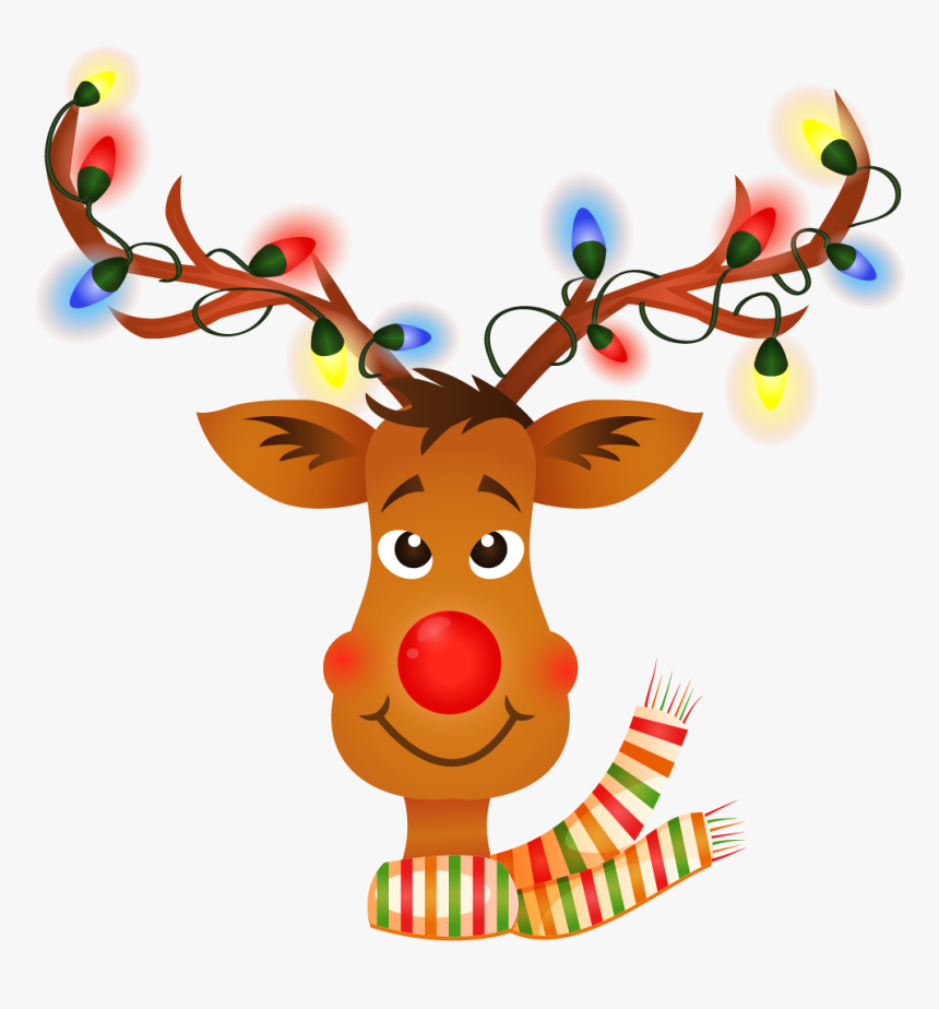 Rudolph Reindeer Cartoon - Reindeer Christmas Lights Vector, HD Png Download, Free Download