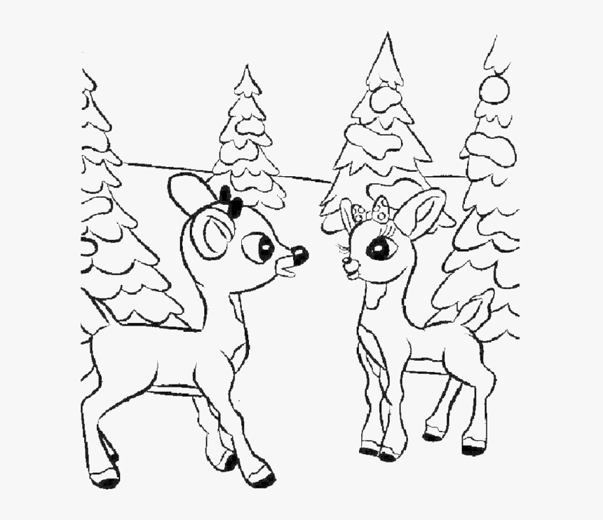 Two Baby Cute Deer Coloring Pages - Coloring Book, HD Png Download, Free Download