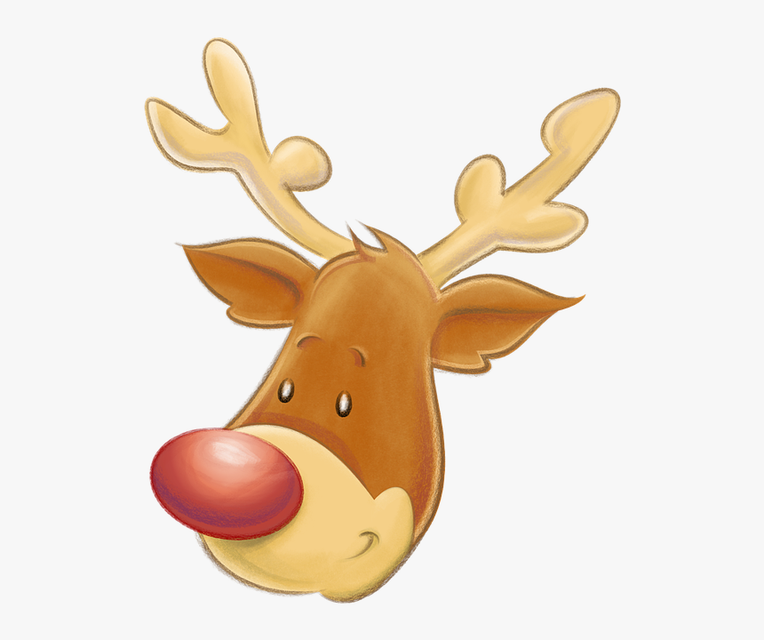 Christmas, Reindeer, Head, Smiling, Rudolph, Santa - Gambar Kartun Kepala Rusa, HD Png Download, Free Download