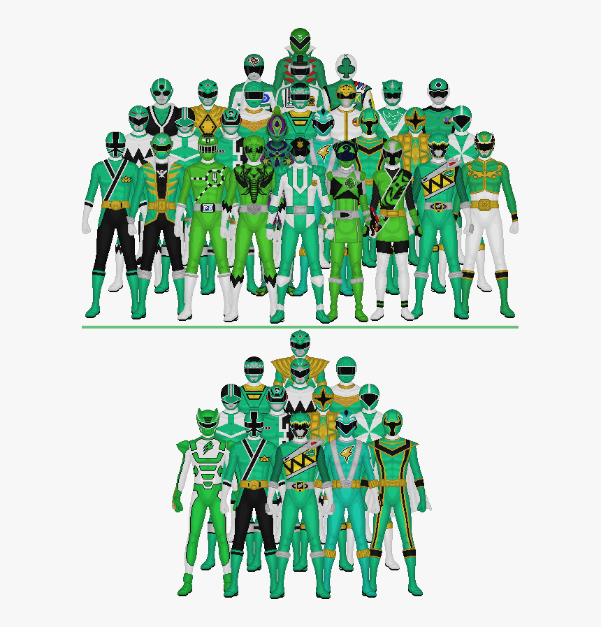 All Super Sentai And Power Rangers Greens By Taiko554 - All Power Rangers Green, HD Png Download, Free Download