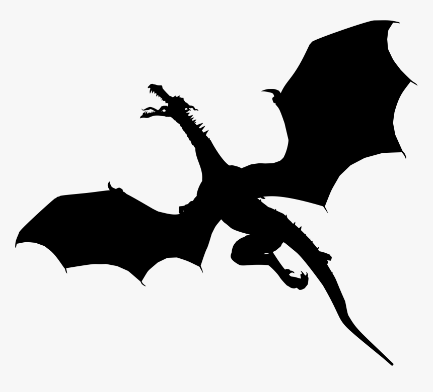 Dragon Silhouette Clip Art - Flying Dragon Silhouette Png, Transparent Png, Free Download
