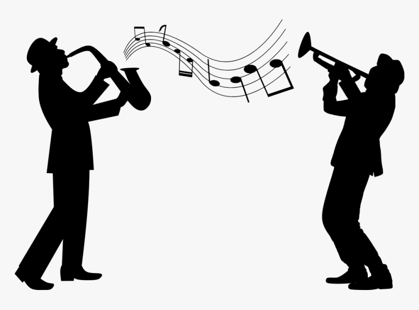Jazz, Silhouette, Musician, Trumpet, Saxophonist - Jazz Band Silhouette Png, Transparent Png, Free Download
