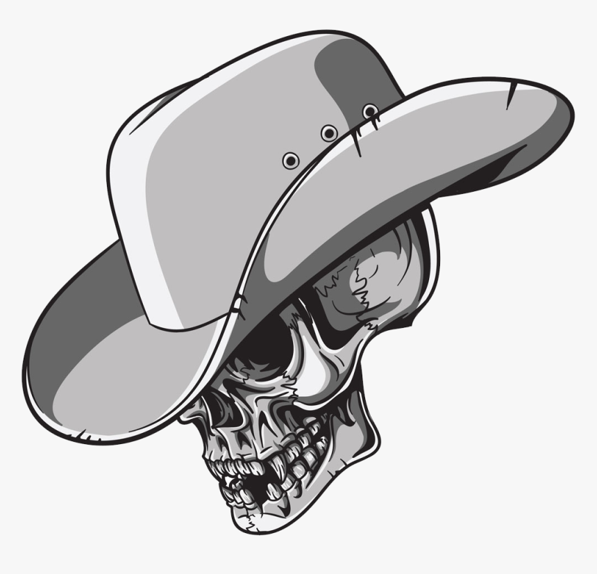 T-shirt Hat Skull Cowboy Png File Hd Clipart - Skull Wearing Cowboy Hat, Transparent Png, Free Download