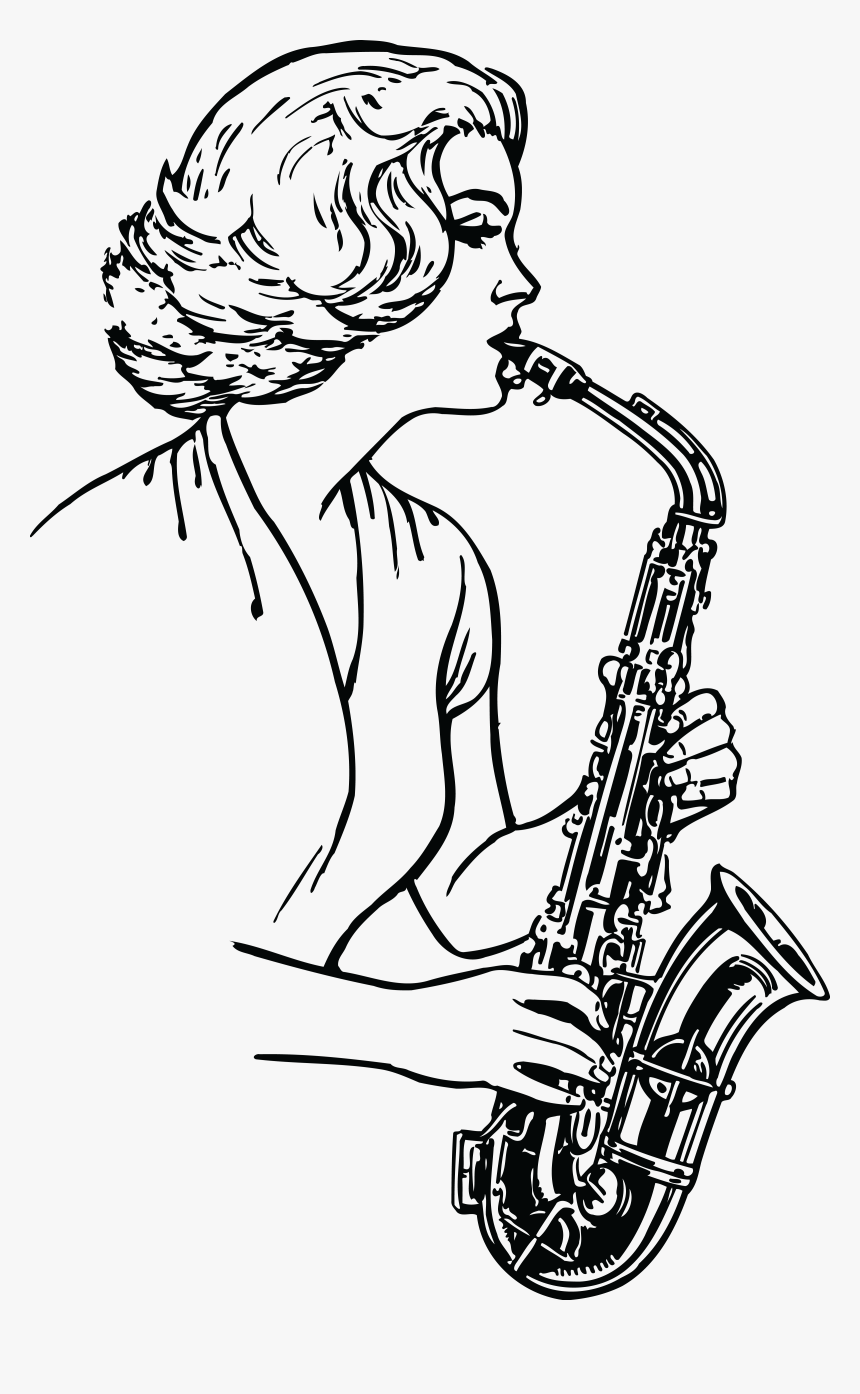 Woman Playing A Saxophone - Clip Art Saxophone Player, HD Png Download, Free Download