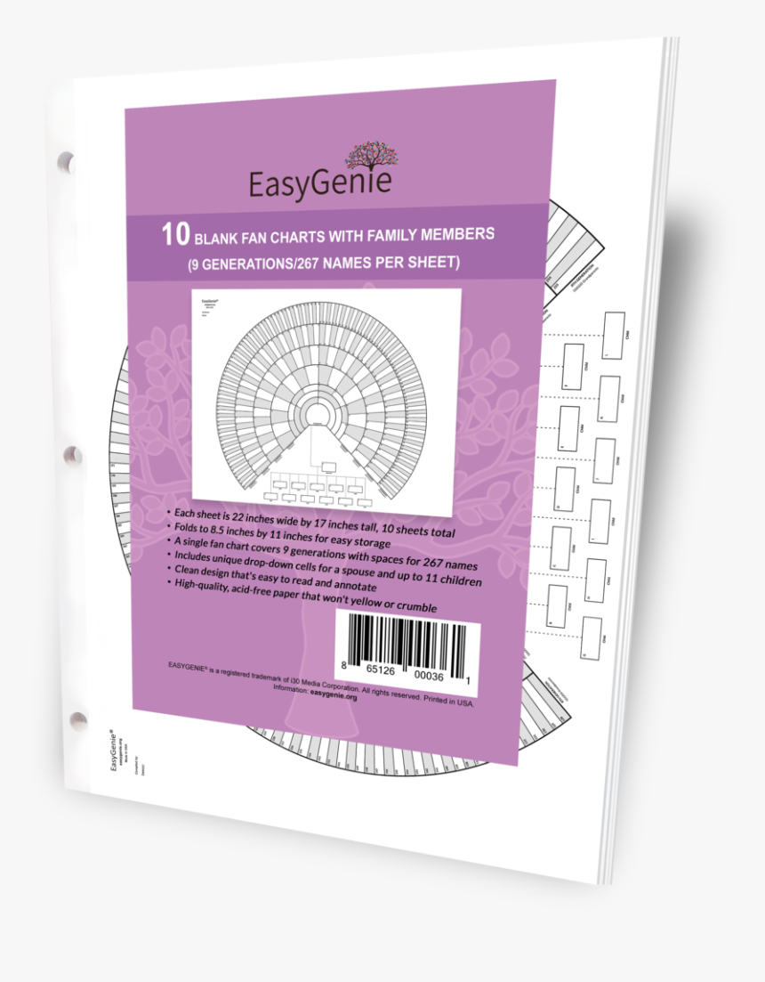 Easygenie 10 Blank Fan Charts With Family Members, HD Png Download, Free Download