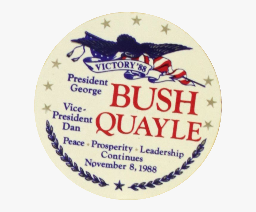 Victory 1988 Bush Quayle Button - Label, HD Png Download, Free Download