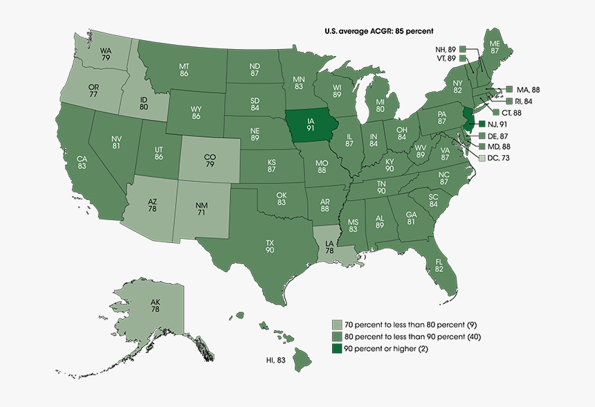 Adjusted Cohort Graduation Rate For Public High School - High School Graduation Rates By State 2018, HD Png Download, Free Download