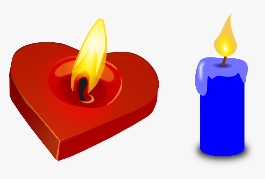 Candle, Heart, Valentine, Red, Light, Blue, Burning - Свеча Вектор Png, Transparent Png, Free Download