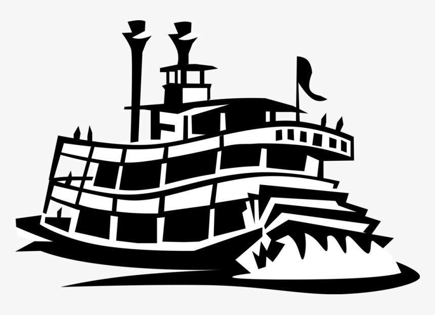 Vector Illustration Of Mississippi Paddleboat Or Paddle - Steamboat Clipart, HD Png Download, Free Download