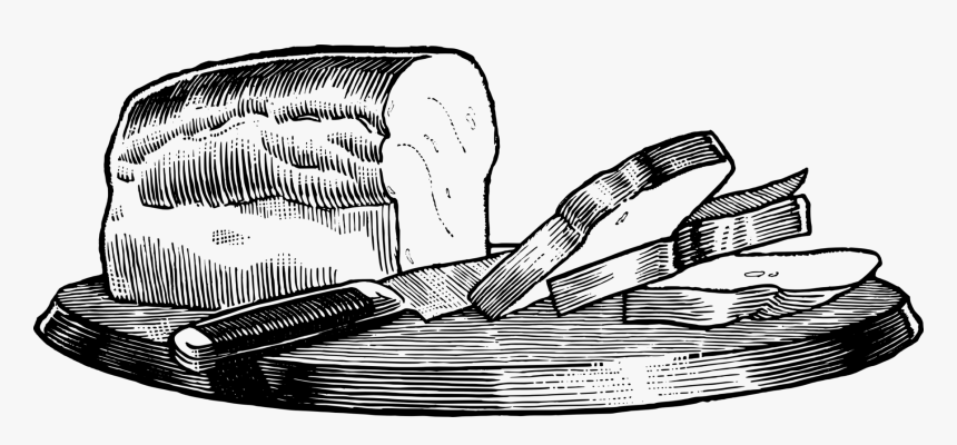 Monochrome Design - Loaf Bread Drawing With Knife, HD Png Download, Free Download