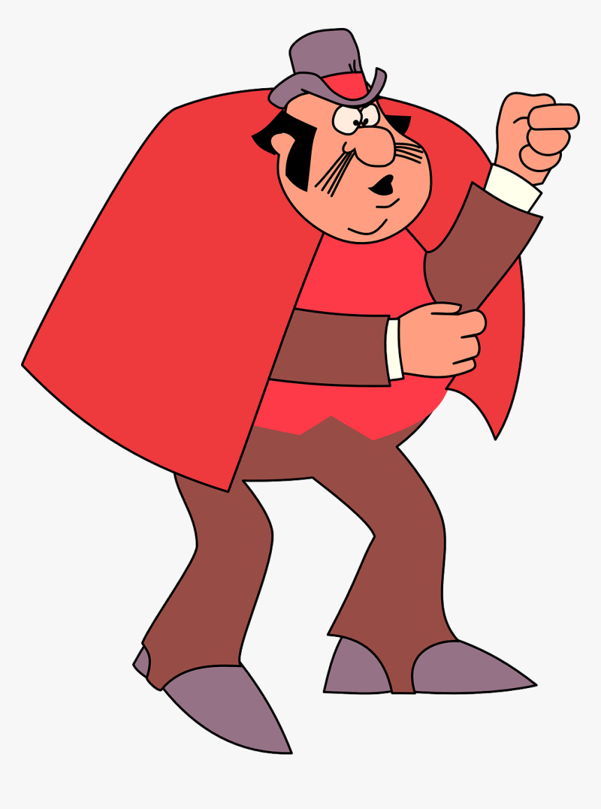 Character, Man, Cape, Hat, Red, Sideburns, Whiskers - Cartoon Characters With Sideburns, HD Png Download, Free Download