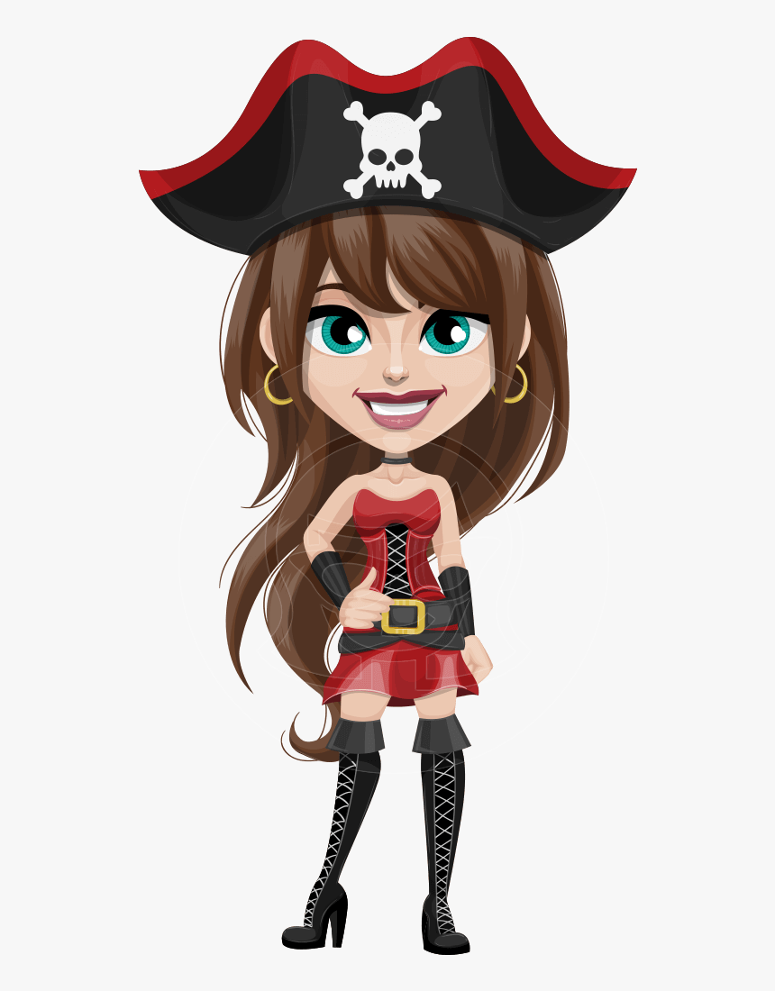 Young Woman Dressed As Pirate Cartoon Vector Character - Piracy, HD Png Download, Free Download