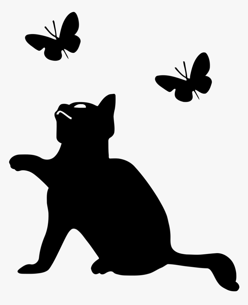 Kitten Playing With Butterflies Icon - Cat And Butterfly Clipart, HD Png Download, Free Download