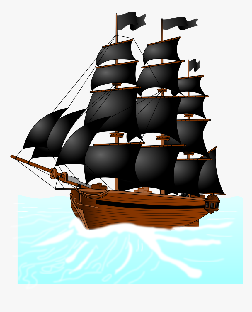 Pirate Ship Cartoon Clipart Free To Use Clip Art Resource - Ship With Black Sails Cartoon, HD Png Download, Free Download