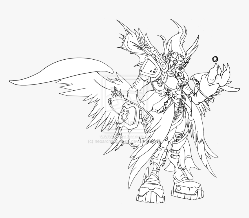 Angemon Gatomon Line Art - Line Art, HD Png Download, Free Download