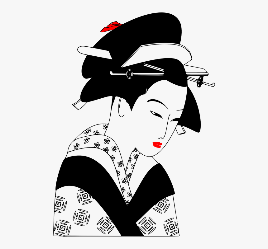 Japanese, Woman, Lady, Girl, Japan, Asian, Attractive - Geisha Black And White Art, HD Png Download, Free Download