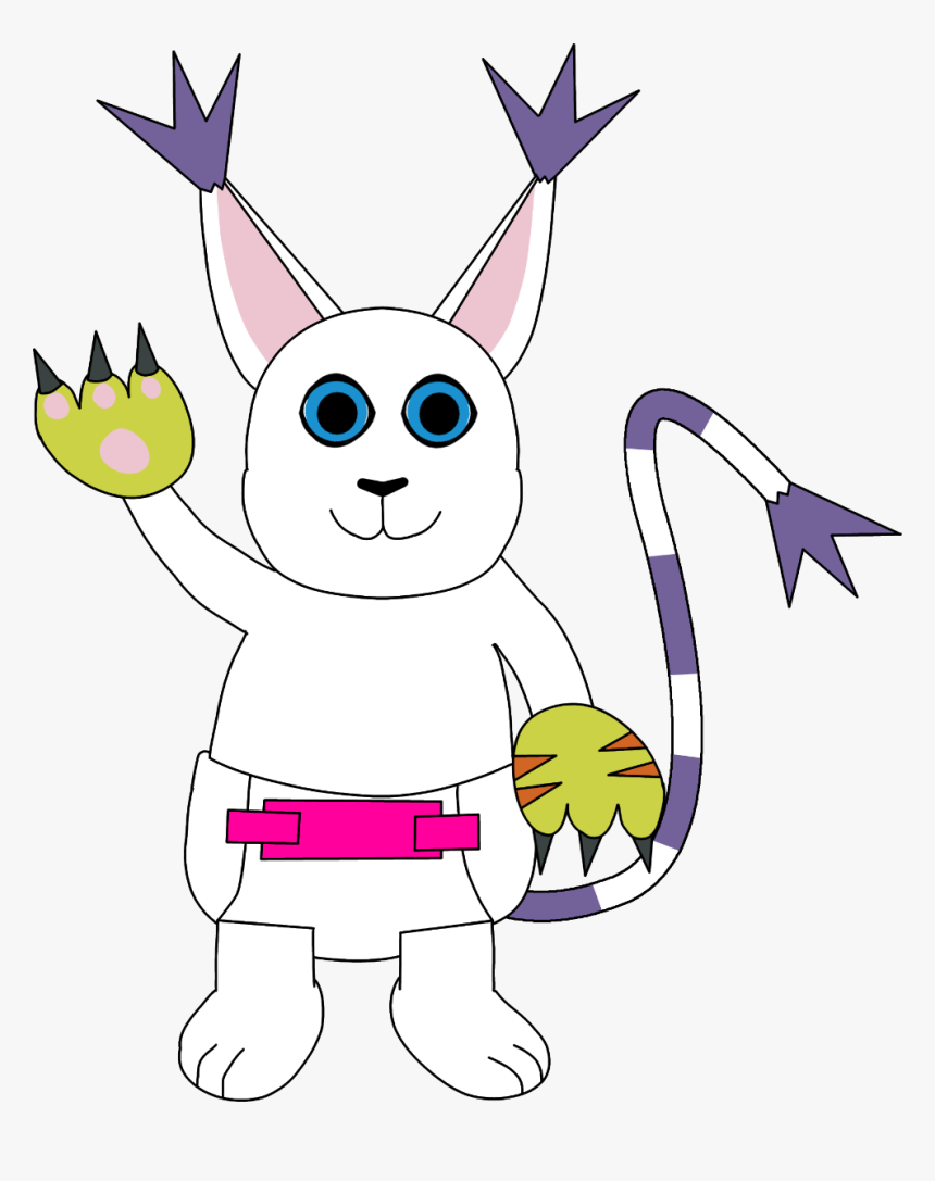 Diapered Gatomon - Cartoon, HD Png Download, Free Download