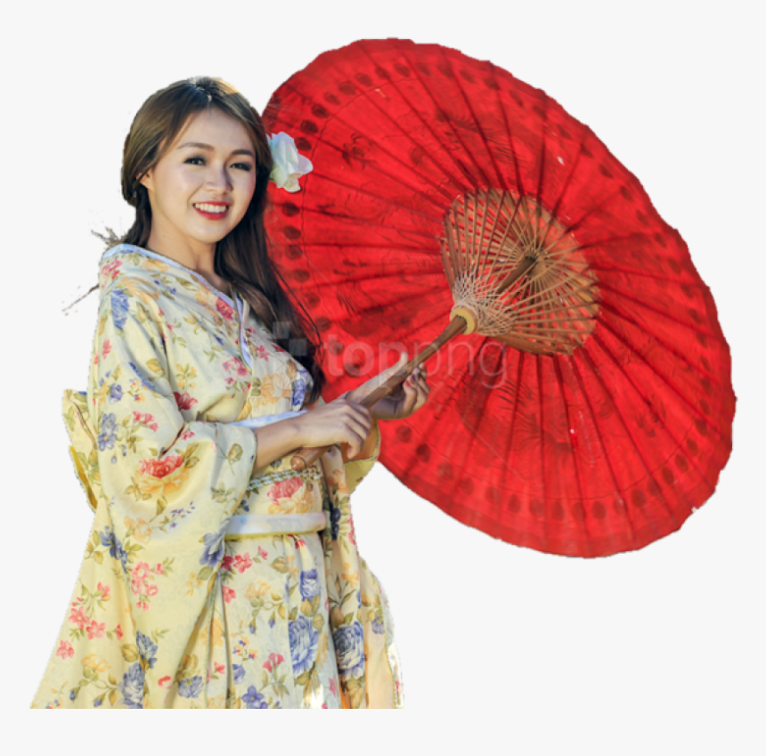 Umbrella - Japanese Girl Kimono Png, Transparent Png, Free Download