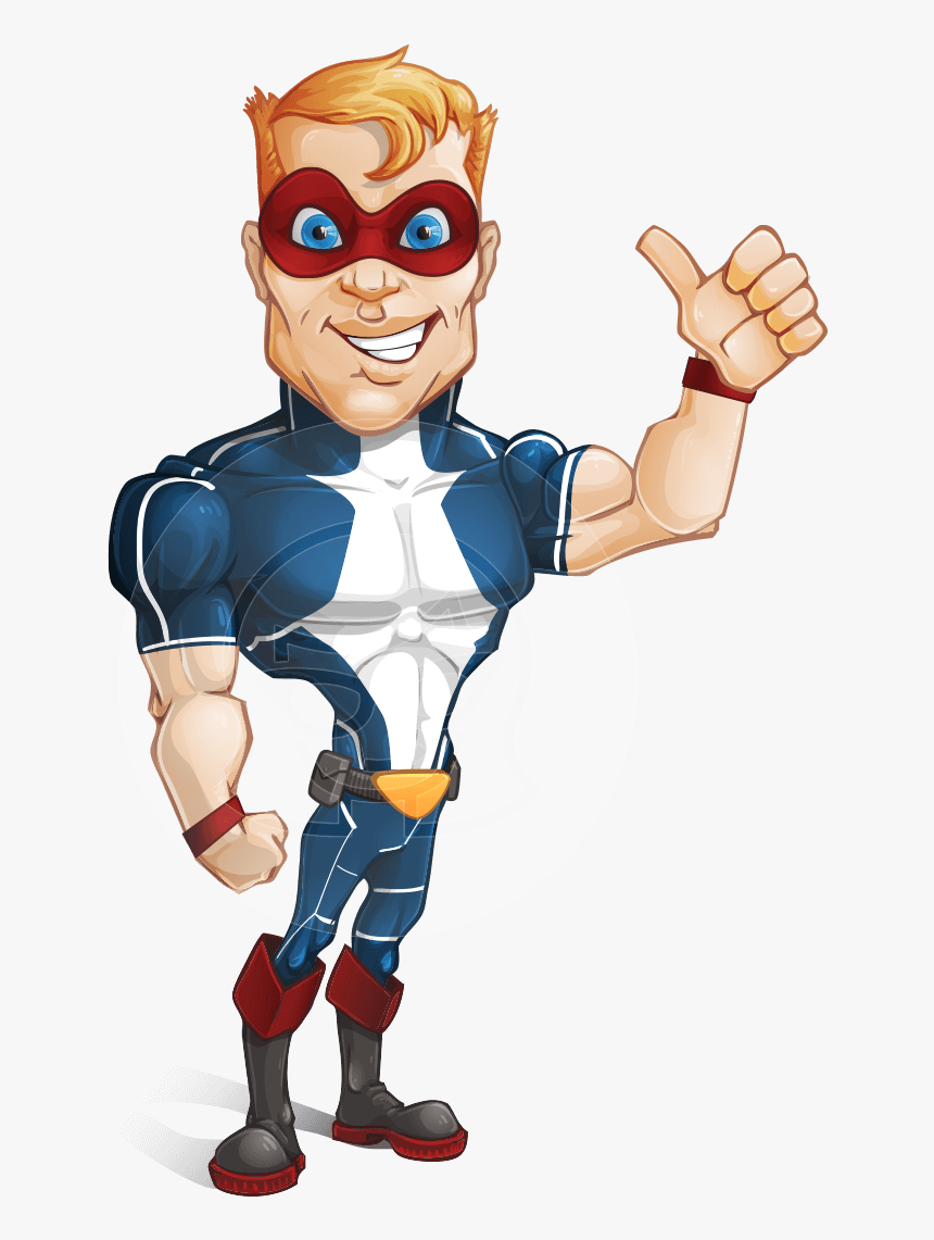 Superhero With Mask Cartoon Vector Character Aka Buff - Super Hero Cartoon Png, Transparent Png, Free Download