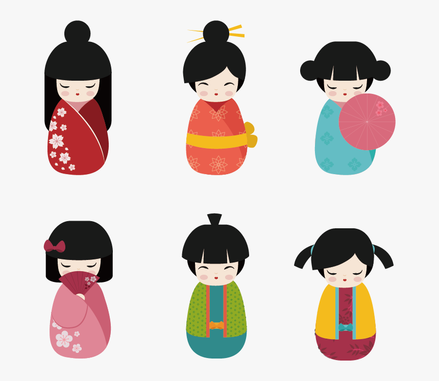 Cartoon Kokeshi Japanese Dolls Hq Image Free Png Clipart - Japanese Doll Cartoon, Transparent Png, Free Download