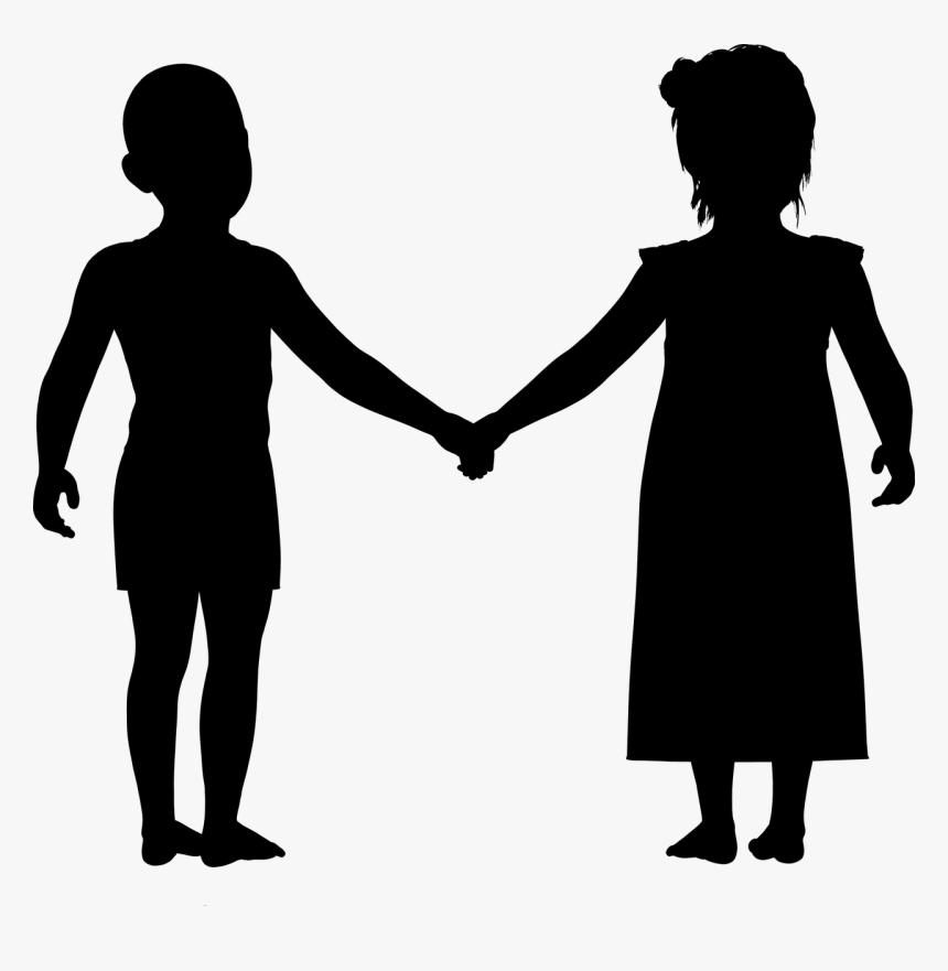 Holding Hands Child Silhouette Clip Art - Boy And Girl Silhouette Png, Transparent Png, Free Download