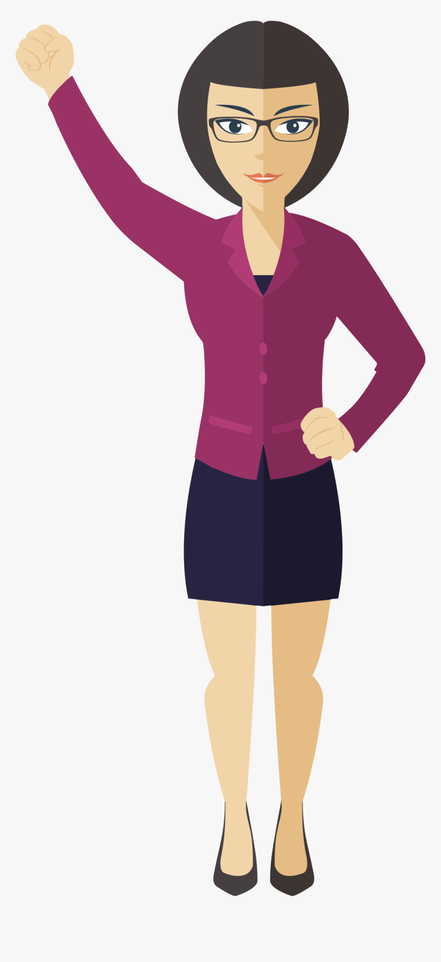 Flat Shaded Business Woman - Woman Cartoon No Background, HD Png Download, Free Download