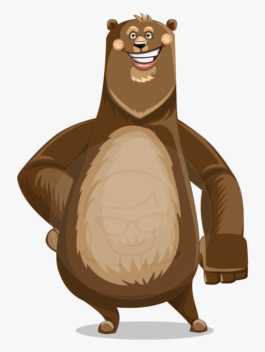 Happy Bear Vector Cartoon Character - Bear Cartoon Characters Png, Transparent Png, Free Download