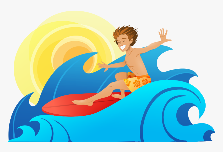 Silver Surfer Surfing Cartoon Wind Wave - Cartoon Surfer On Wave, HD Png Download, Free Download