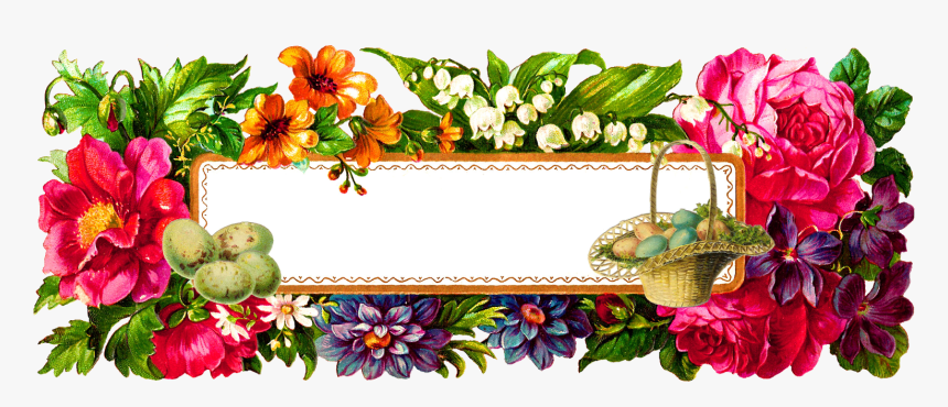 Easter Eggs Flower Label Image - Rectangle Floral Frame Png, Transparent Png, Free Download