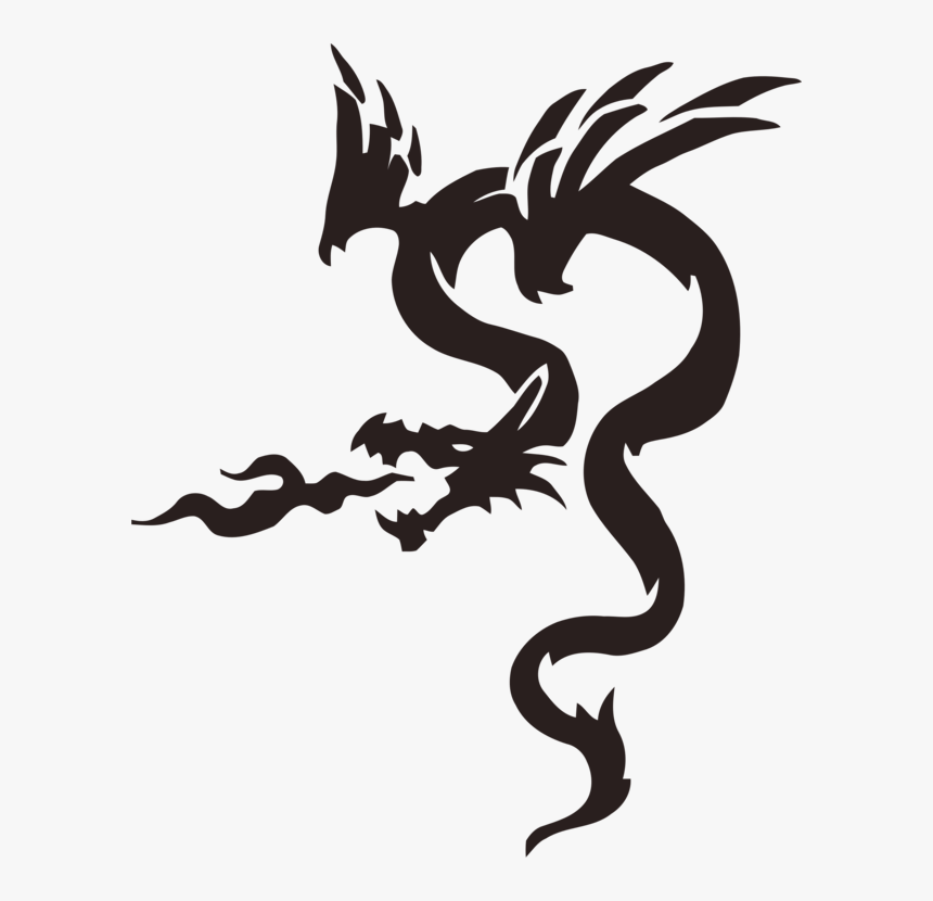 Silhouette,monochrome Photography,artwork - Silhouette Of Japanese Dragon, HD Png Download, Free Download