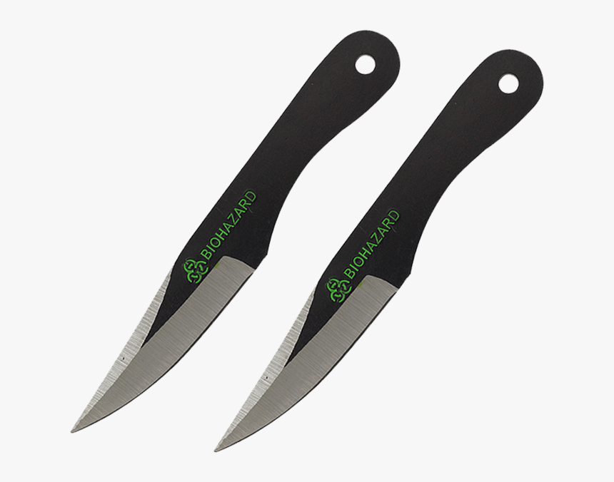 2 Piece Biohazard Black Drop Point Throwing Knives - Hunting Knife, HD Png Download, Free Download